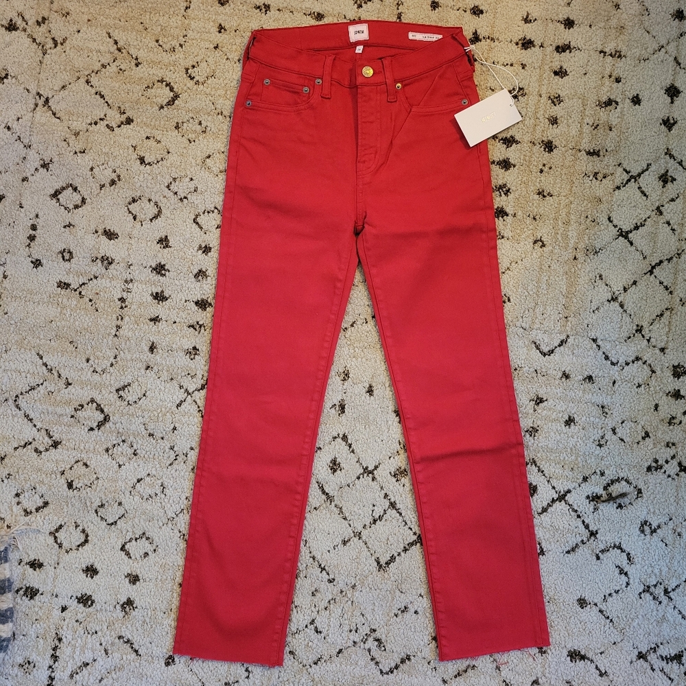 NWT EDWIN BREE SLIM STRAIGHT CROP JEANS, SIZE 26, SCARLET